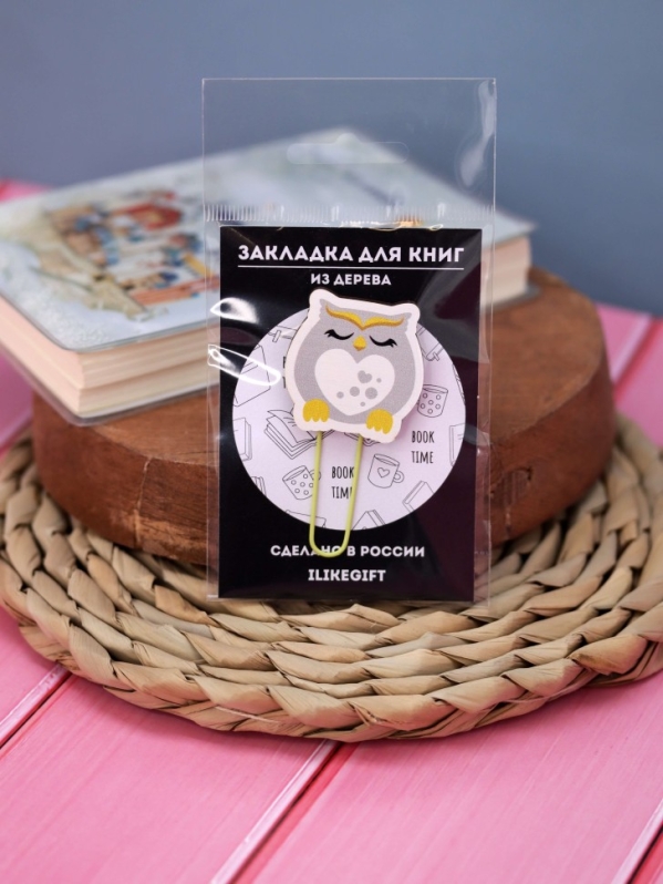 Закладка – скрепка ECO из дерева OWL