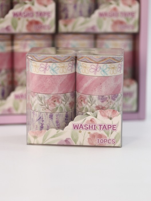 Набор декоративного скотча 10 шт. &quot;Flower power&quot;, mix, шоу-бокс 8 шт. 