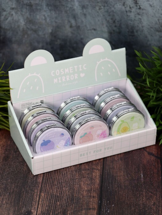 Зеркало-шейкер раскладное &quot;Smile day&quot;, pink (7*7 см) 