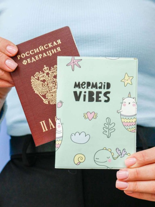 ОБЛОЖКА ДЛЯ ПАСПОРТА «Mermaid vibes», плотность 600 мкм 