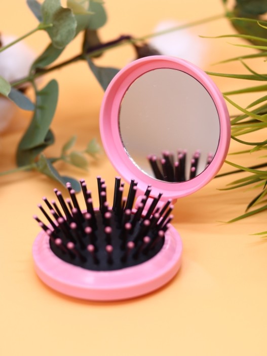 Расческа раскладная с зеркалом  &quot;Smiling cloud folding&quot;, pink 