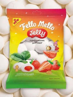 Жевательный зефир c начинкой "FELLO MELLO" JELLY СО ВКУСОМ КЛУБНИКИ, 55 гр
