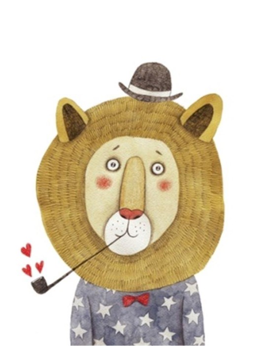 Алмазная мозаика без подрамника &quot;Лев с трубкой&quot;, 15х20 см 