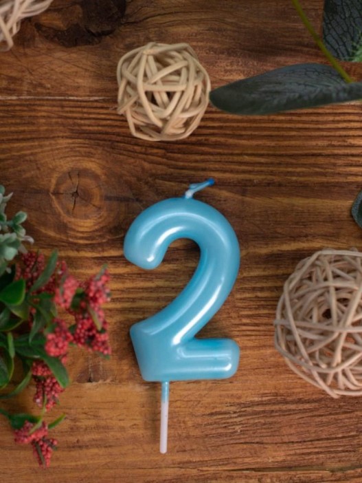 Свеча для торта &quot;Azure glow&quot; цифра 2, (6 см) 