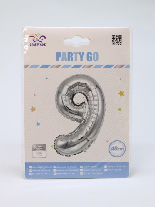 Шар фольгированный &quot;Milestone moments&quot; цифра 9, хром (40 см) 