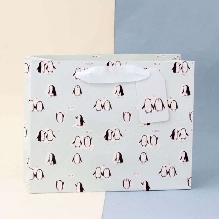 Подарочный пакет &quot;Animals penguin&quot;, green 