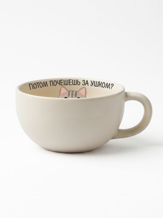 Кружка керамическая iLikeGift "Потом почешешь за ушком?", grey (16,2*12,3*6,7см)340мл 