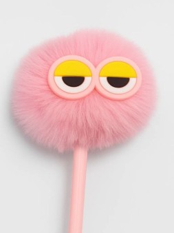 Ручка шариковая с помпоном "Sleepy eyes", pink