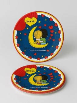 Набор бумажных тарелок 6 шт. "Love is…", синий (d=180 мм)