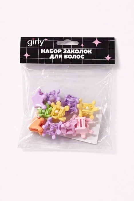 Набор заколок для волос GIRLY 10 шт. "Корона", радуга 