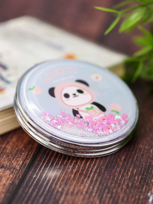 Зеркало-шейкер раскладное &quot;Lucky panda peach&quot;, blue (7*7 см) 