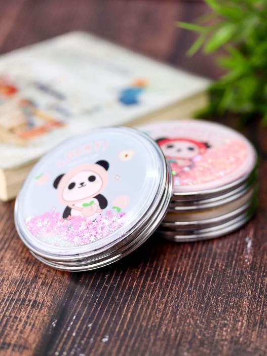 Зеркало-шейкер раскладное &quot;Lucky panda peach&quot;, blue (7*7 см) 