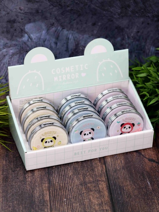 Зеркало-шейкер раскладное &quot;Lucky panda peach&quot;, blue (7*7 см) 