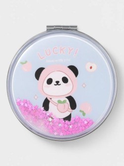 Зеркало-шейкер раскладное "Lucky panda peach", blue (7*7 см)