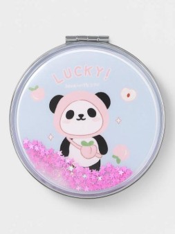 Зеркало-шейкер раскладное "Lucky panda peach", blue (7*7 см)