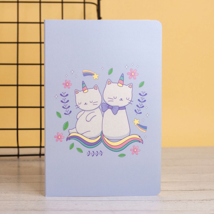 Тетрадь (A5) &quot;Catcorn two&quot;, blue (13.5*20.5) 