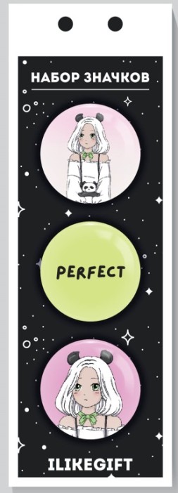 Набор значков Аниме &quot;Perfect panda girl&quot; 