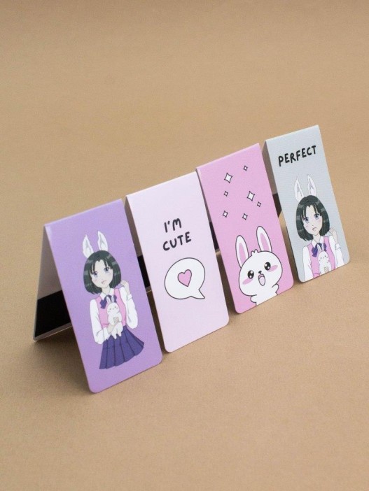 Набор магнитных закладок "Anime girl rabbit", 4 шт., 35х70 мм 