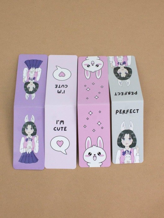 Набор магнитных закладок "Anime girl rabbit", 4 шт., 35х70 мм 