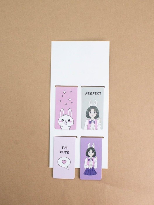 Набор магнитных закладок "Anime girl rabbit", 4 шт., 35х70 мм 