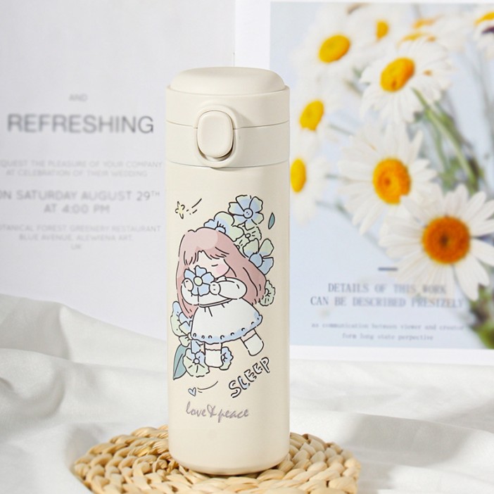 Термос «Love and peace, sleep», white (450 мл) 