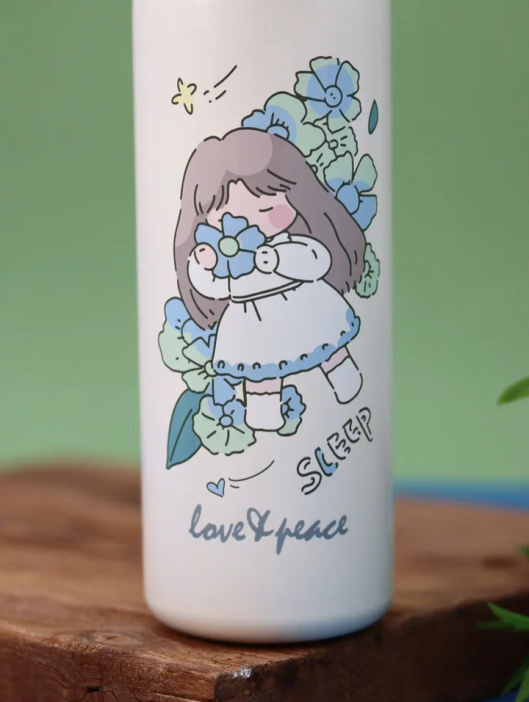 Термос «Love and peace, sleep», white (450 мл) 