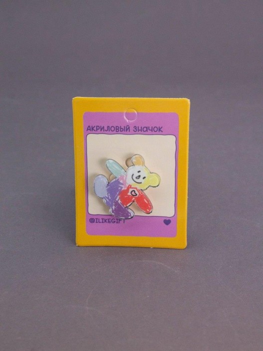 Значок акриловый iLikeGift "Рисунок мишки" 