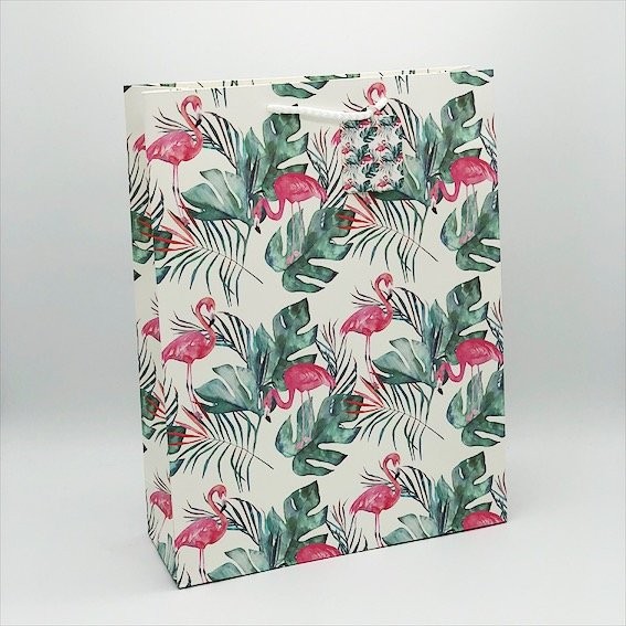 Пакет подарочный &quot;Flamingo in green leaves&quot;,L 