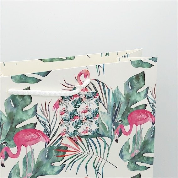 Пакет подарочный &quot;Flamingo in green leaves&quot;,L 