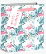 Пакет подарочный &quot;Flamingo in green leaves&quot;,L 