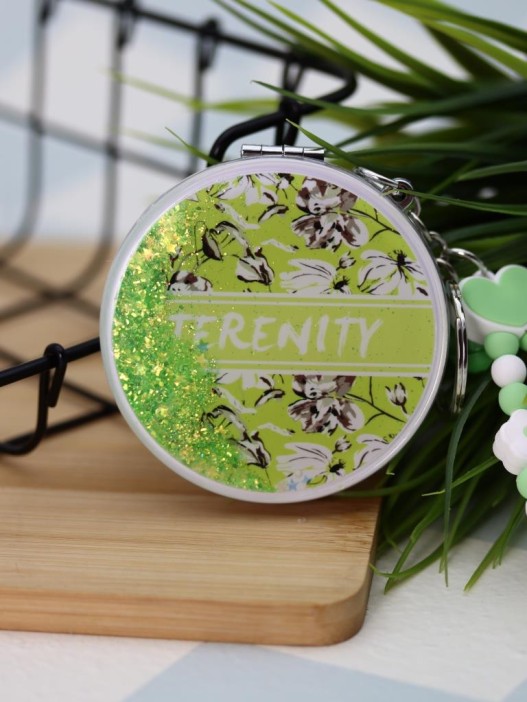 Зеркало-шейкер раскладное с шнурком &quot;Terenity&quot;, салатовое (7*7 см) 