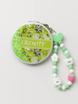 Зеркало-шейкер раскладное с шнурком "Terenity", салатовое (7*7 см)