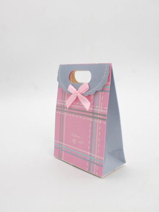 Пакет подарочный (XS) &quot;Simple plaid&quot;, pink (12x6x16) 