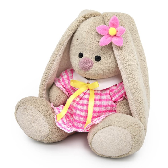 Мягкая игрушка &quot;Зайка Ми в платье из жатой ткани (малыш)&quot; (15 см) 