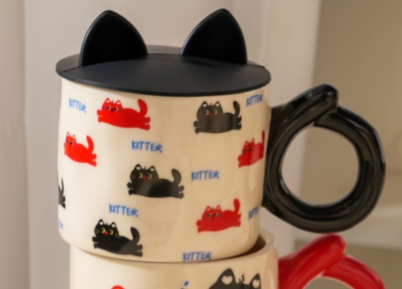 Кружка керамическая «Funny kitten», black (350 мл) 