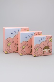 Набор подарочных коробок 3 в 1 «Girl flowers», 19*19*9.5-17*17*8-15*15*6.5