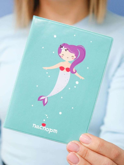 ОБЛОЖКА ДЛЯ ПАСПОРТА «Mermaid», green, плотность 600 мкм 