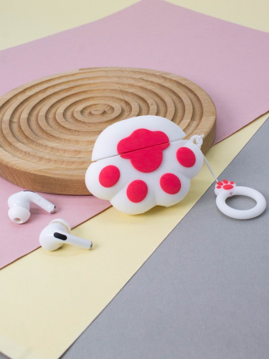 Чехол для AirPods Pro "Cat foot", white 