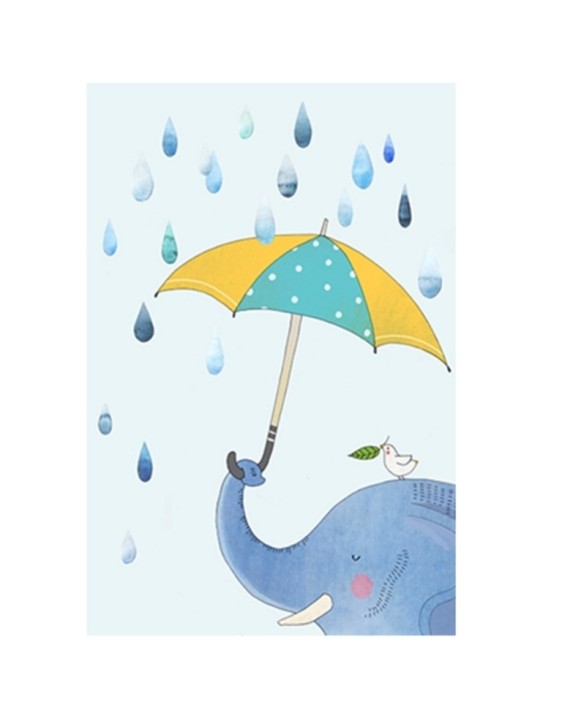 Алмазная мозаика без подрамника &quot;Слон с зонтиком&quot;, 15х20 см 