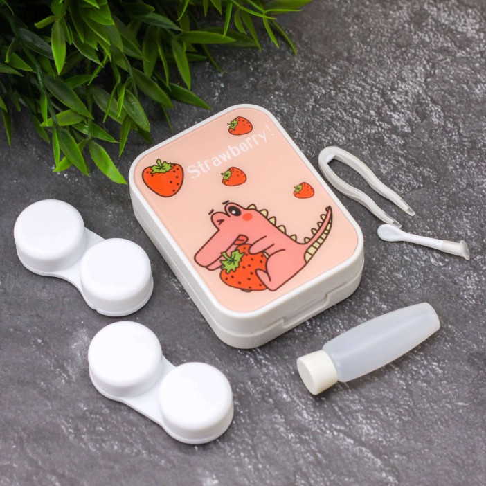 Контейнер для линз "Dino-strawberry", pink 