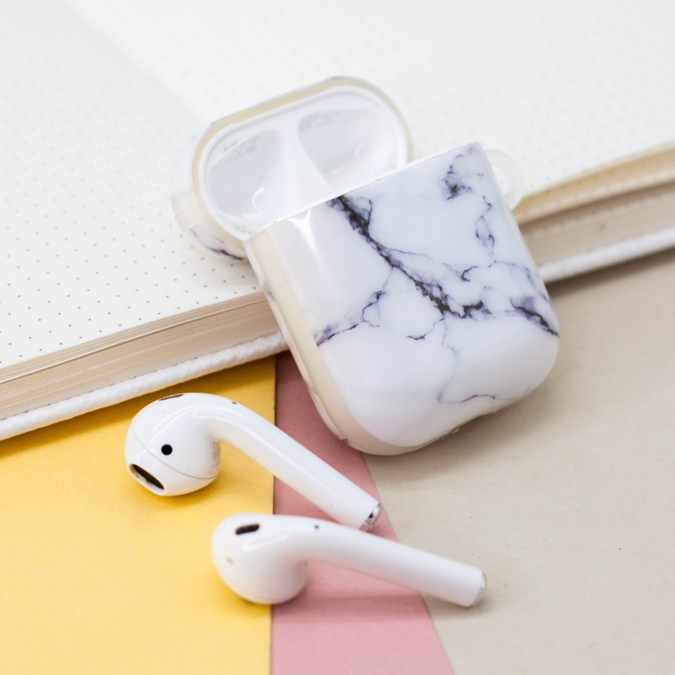 Чехол для AirPods "Marble", white
