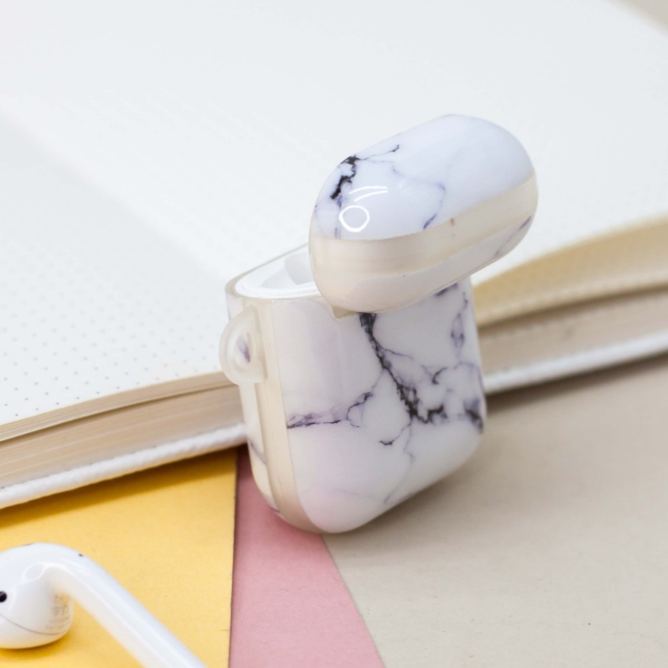 Чехол для AirPods "Marble", white