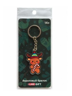 Брелок акриловый iLikeGift "Новогодний оленёнок", красный