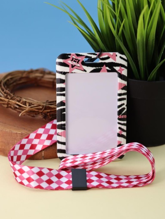 Футляр для карт на ленте &quot;Shining pink stars&quot;, zebra print 
