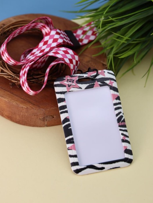 Футляр для карт на ленте &quot;Shining pink stars&quot;, zebra print 