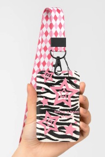 Футляр для карт на ленте "Shining pink stars", zebra print