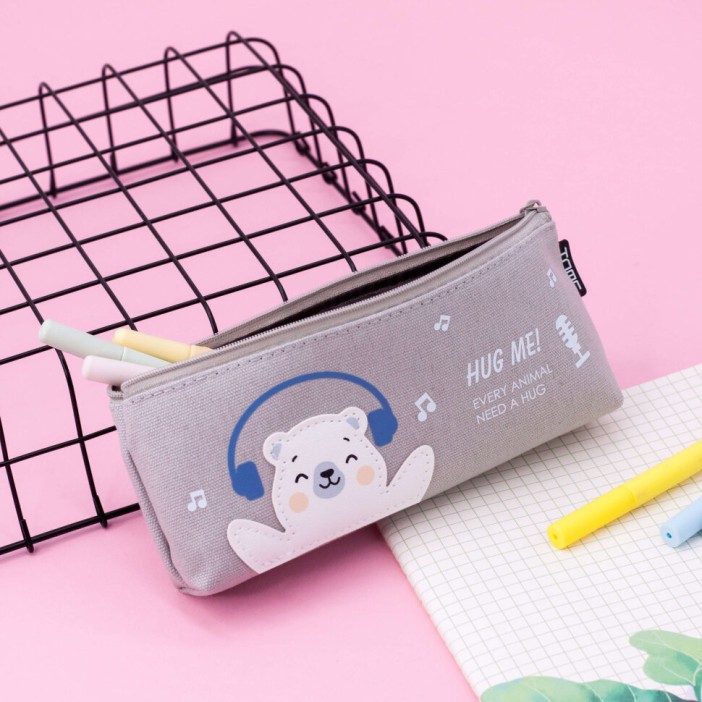 Пенал "Need hug bear", gray 