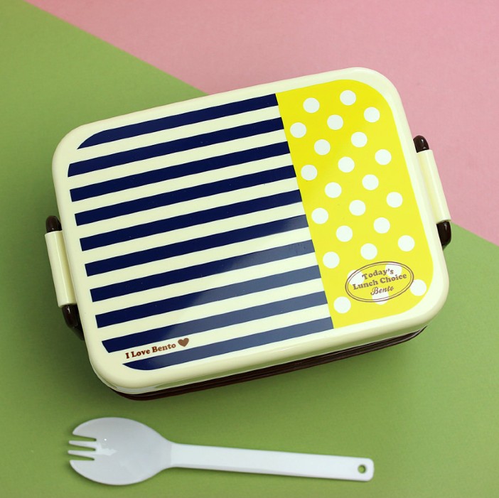 Ланчбокс &quot; Полосатый горошек&quot; синий 