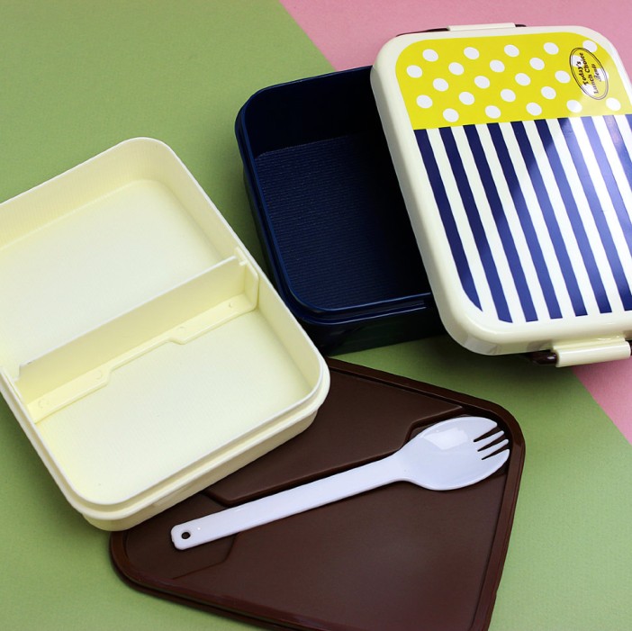 Ланчбокс &quot; Полосатый горошек&quot; синий 