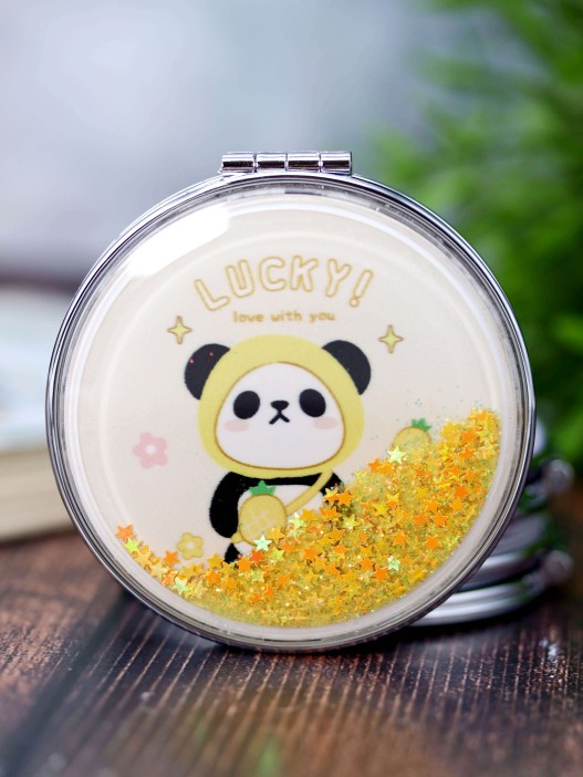 Зеркало-шейкер раскладное &quot;Lucky panda pineapple&quot;, yellow (7*7 см) 